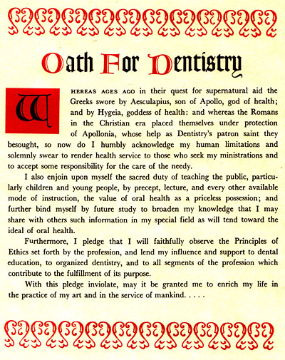 Oath of Dentistry,ȈÂւ̐,Ȉt,S\, GVBDO, G.V. BLACK DENTAL OFFICE
